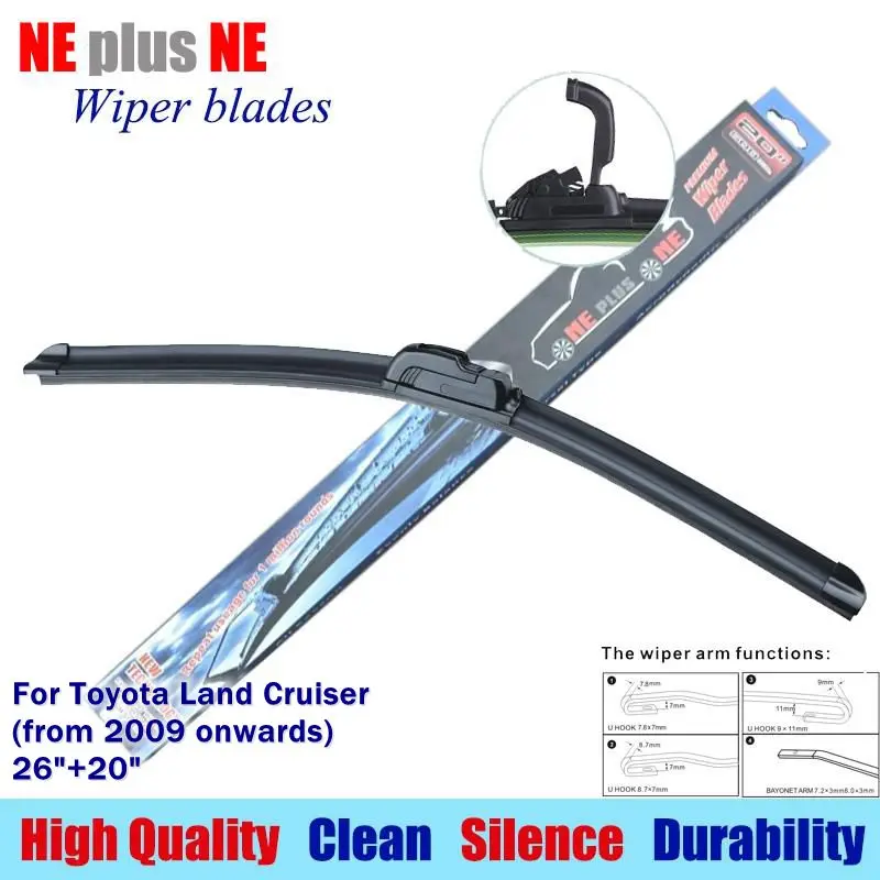 wiper blades for Toyota Land Cruiser (from 2009 onwards) 26"+20" Rubber
