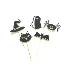 5 шт. Хэллоуин украшения флаги Cat призрак Hat Bat паук торт Toppers Хэллоуин кексы флаги для детей легко Применение