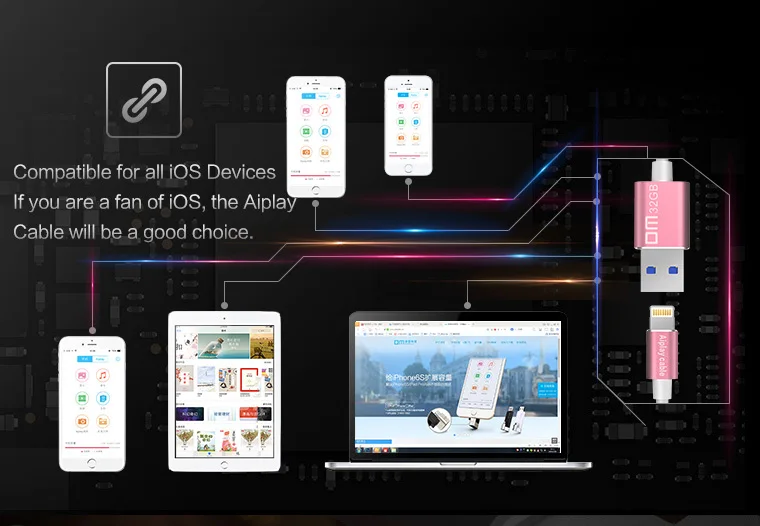 DM APD009 MFI USB3.032GB 64GB usb флеш-накопители и кабель для iphone для ipad Внешний накопитель usb флэш-диск