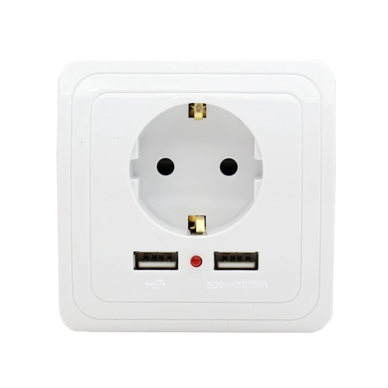 Новое поступление розетка Usb 16 А европейского стандарта с 2400mA двойной usb порт для