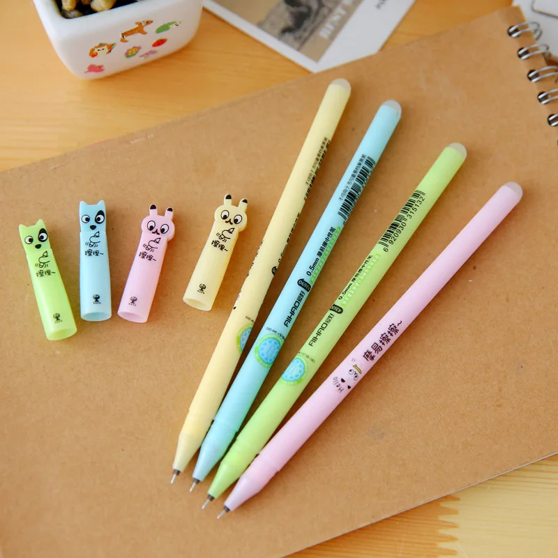 

12Pcs Cute Mini 0.5mm Cartoon Gel Pen Black Ink Erasable Gel Ink Plastic Pen Writting Gift Office School Pencil Stationery