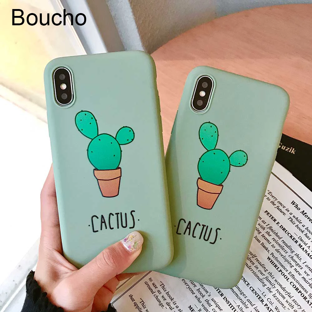 Boucho Cactus Plant Pattern Phone Case For iphone X XS MAX XR Cases