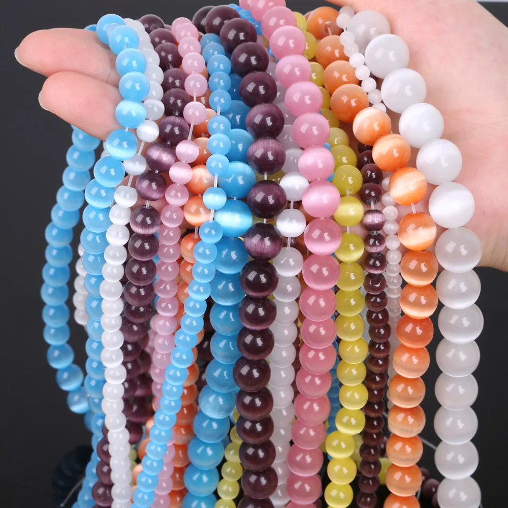 

AAAA+ Quality 4/6/8/10/12mm Round String Opal Loose Spacer Bead Natural Glass Cat Eye Beads Mix Color Pick Free Shipping