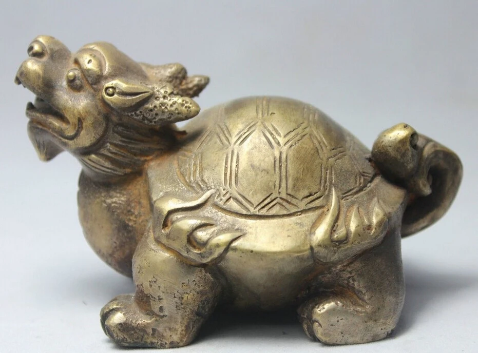 

China Chinese Brass Fengshui Animal Dragon Turtle Tortoise longevity Statue