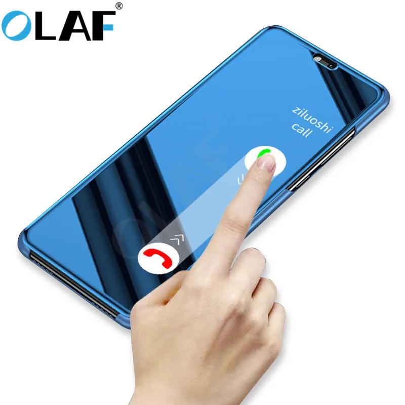 

OLAF Smart Mirror View Clear Case For Huawei P20 Pro P10 Mate 9 Mate 10 Pro P9 P10 Plus V10 Mate 8 PU Leather Case Filp Cover
