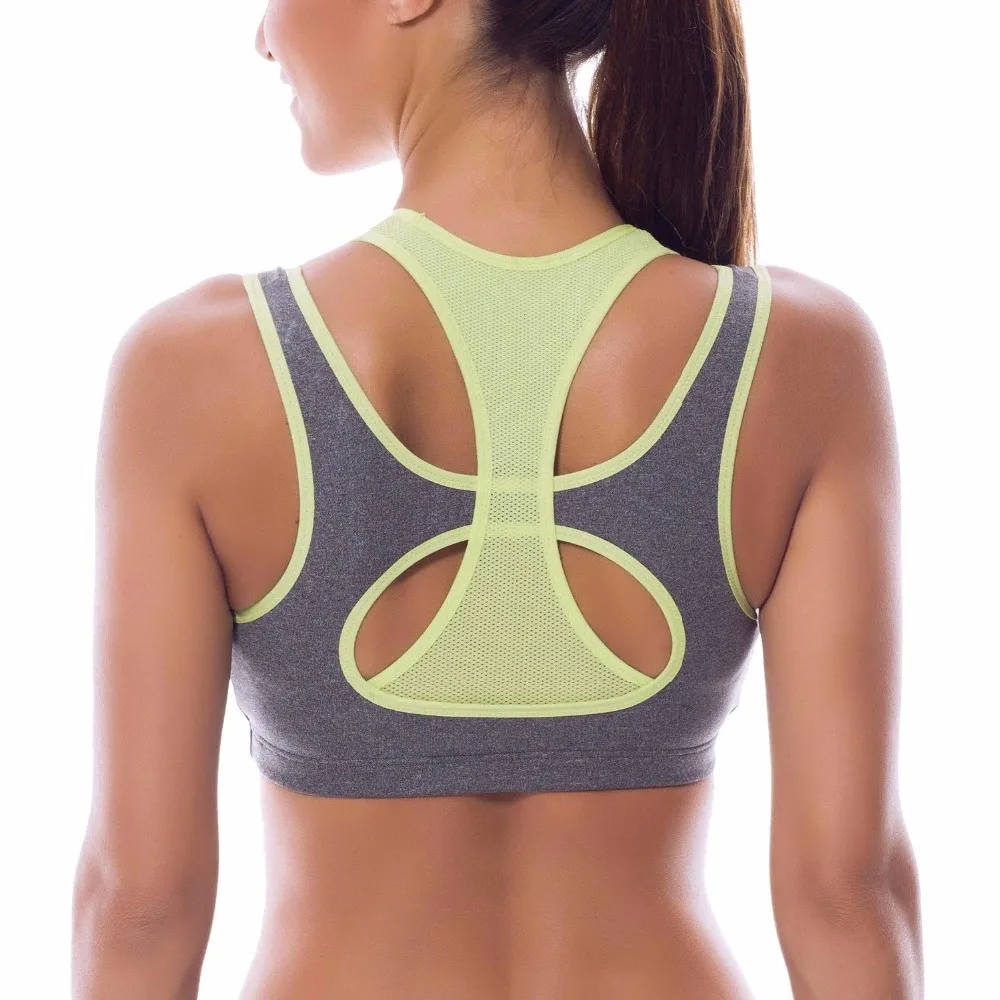 

Womens Sports Bra Double Layer Women's High Impact Wirefree Padded Racerback Anti-sweat Running Sports Bra XS S M L XL XXL