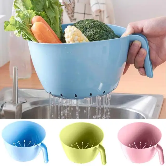 Plastic Vegetable Fruit Washing Draining Basket With Handle Kitchen Plastic Vegetable Fruit Washing Draining Basket With Handle Kitchen Sink Bowl Food Storage Holder Container