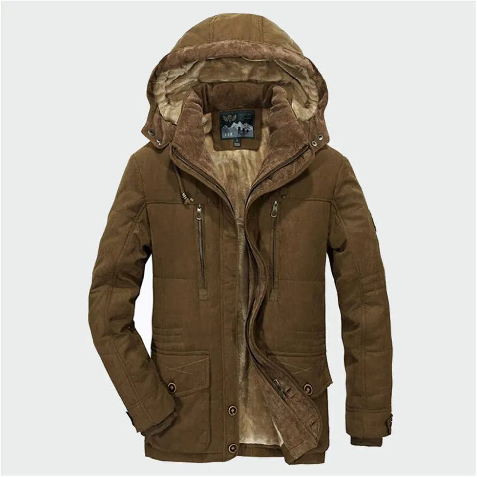 Мужская зимняя куртка с капюшоном RUELK теплая парка хлопковой подкладкой 5XL 6XL