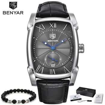 

Top Luxury Brand Benyar 5114M New Men Quartz Watch Waterproof Leather Business Wrist Watch Fashion Men Clock Relogio Masculino