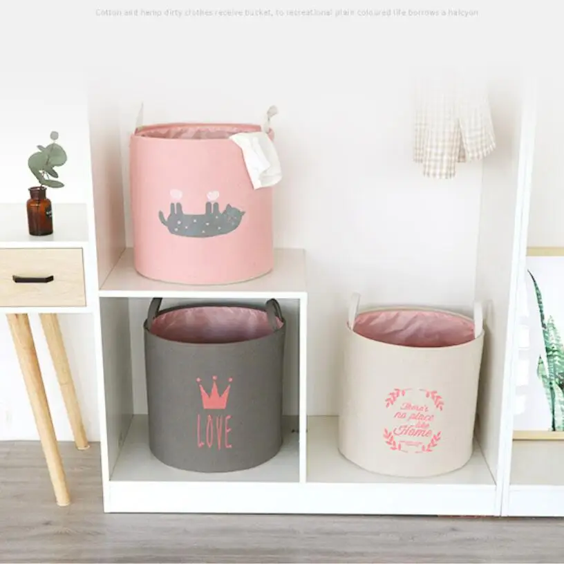 

New Thick double layer Cartoon Laundry Hamper Clothes Storage Baskets Home decoration storage barrel kids toy organizer bucket