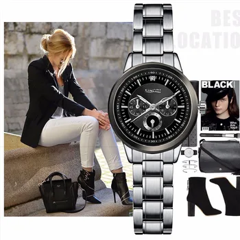 

SINOBI Women Fashion Steel Wrist Watches Luxury Brand Females Geneva Quartz Clock Ladies Wristwatches Relojes Mujer 2018 Saatler