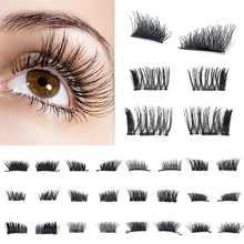Прямая поставка 4 шт. = 2 пары магнитные Поддельные Накладные ресницы натуральные 3D Многоразовые Накладные магнитные накладные ресницы удлинение Верхняя Нижняя ресницы