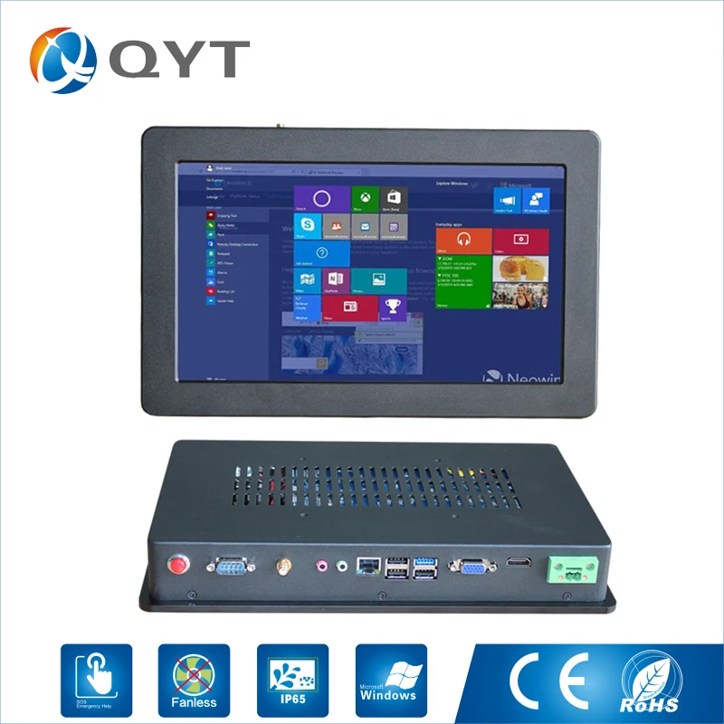 QYT промышленных планшетных Embedded PC 11,6 дюймов Ethernet Lan Порты и разъёмы RJ45 RS232 Windows 10 Celeron 3855U 4G ОЗУ 32 ГБ SSD