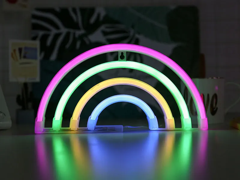 Cute Rainbow Neon Light Signs LED Rainbow Decor Light for Girls Bedroom Neon Lamp Wall Decor Christmas Gift Party Neon Bulb Tube (8)
