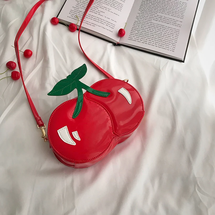 

Fashion Cute Red Cherry Design Women Shoulder Bags Pu Leather Casual Chains Woman Handbags Ladies Mini Messenger Bag Girl's Flap