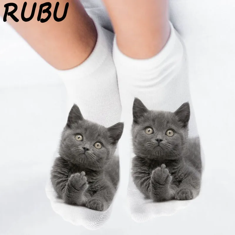 Женские Забавные милые носки RUBU с 3D принтом животных женские до щиколотки