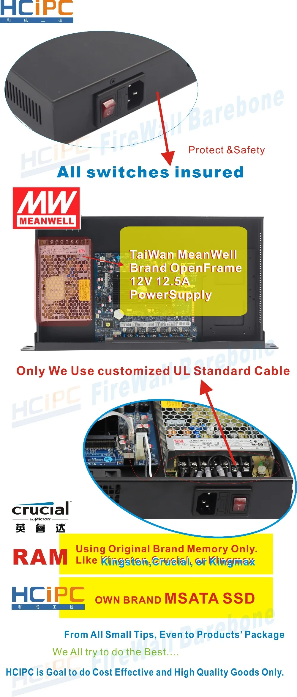 HCiPC B204-2 HCL-SC1037-8L2FSPB, Barebone, C1037U 82583V 8LAN+ 2FSP 1U система брандмауэра, 8LAN материнская плата, 1U 8LAN сетевой маршрутизатор