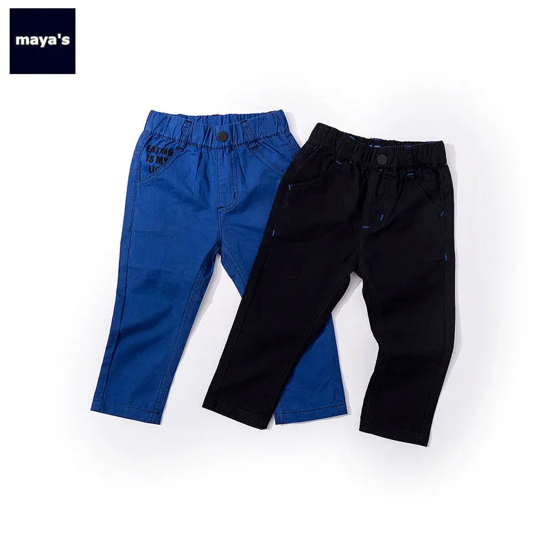 

Mayas Solid Color Full Cotton Spring Children Pants Fashion Basic Breathable Straight Pants For Kids Toddler Autumn Bottom 81157