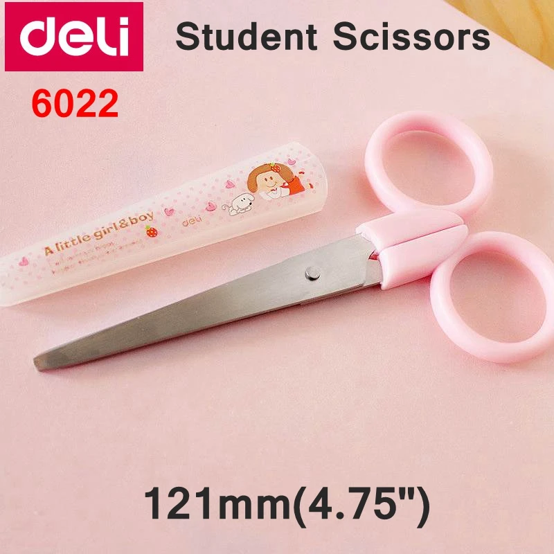 

Deli 6022 Student Scissors 121mm(4.75') stainless scissors retail packing