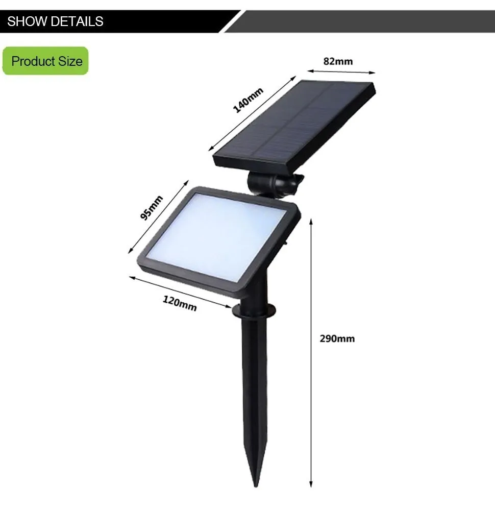 Sensor de Movimento Iluminação ao ar Ip56 à Prova Dcoo Energia Solar Projetor Jardim Gramado Paisagem Lâmpada Livre Dwaterproof Água Pátio Caminho Parede 48led 4 ar livre ip56 à prova dwaterproof água pátio caminho lâmpada parede