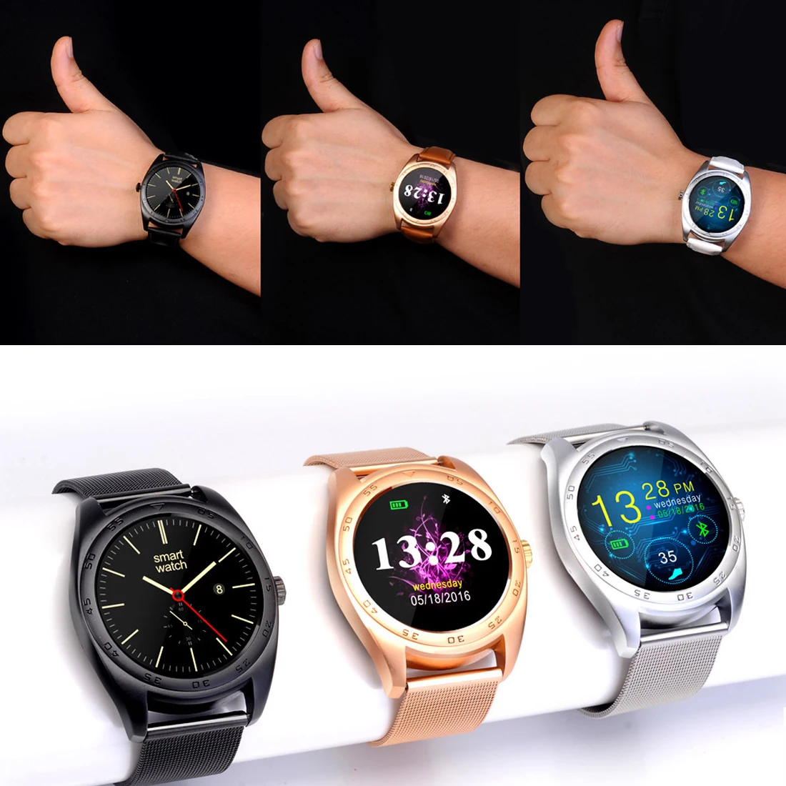 

K89 Smart Watch 1.2 Inch IPS Round Screen Support Sport Heart Rate Monitor Bluetooth SmartWatch For IOS Android