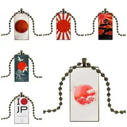 Для девочек оптовая продажа японский Jp флаг мода стеклянный подвесной брелок ожерелье с женщин бронзовое покрытие массивные ювелирные