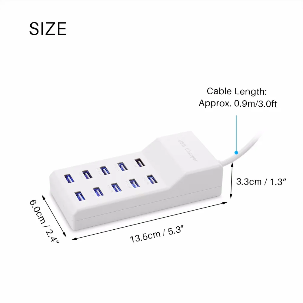 Powstro Быстрая зарядка 5 В/10 А 10 портов 60 Вт быстрая usb зарядка Настольный мобильный телефон зарядное устройство адаптер ЕС Разъем для iPhone для samsung