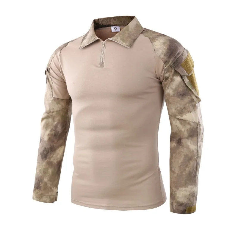 Новинка, камуфляжная футболка для мужчин, военная армейская камуфляжная тактическая футболка с длинным рукавом и отложным воротником, Мультикам, футболка для мужчин - Цвет: 2