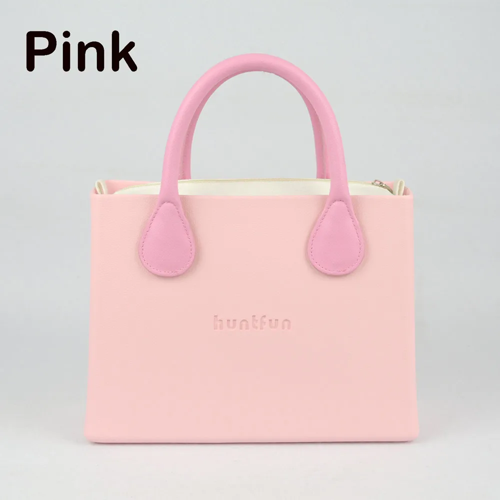 Новинка huntfun, резиновая силиконовая квадратная сумка EVA, тканевая вставка, кожаная ручка, водонепроницаемая сумка, стильная женская сумка на плечо - Цвет: pink