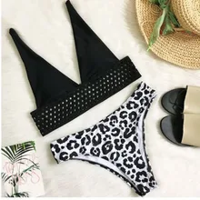 Женский сексуальный комплект бикини черный полый бюстгальтер наборы пляжная одежда купальник пляжная одежда с высокой талией стрейч