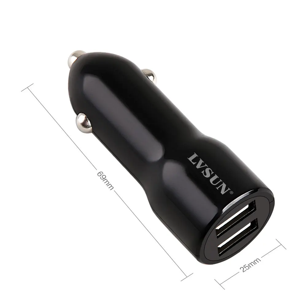 Автомобильное зарядное устройство LVSUN Mini USB адаптер с двумя портами для iPad/ iPod/ iPhone