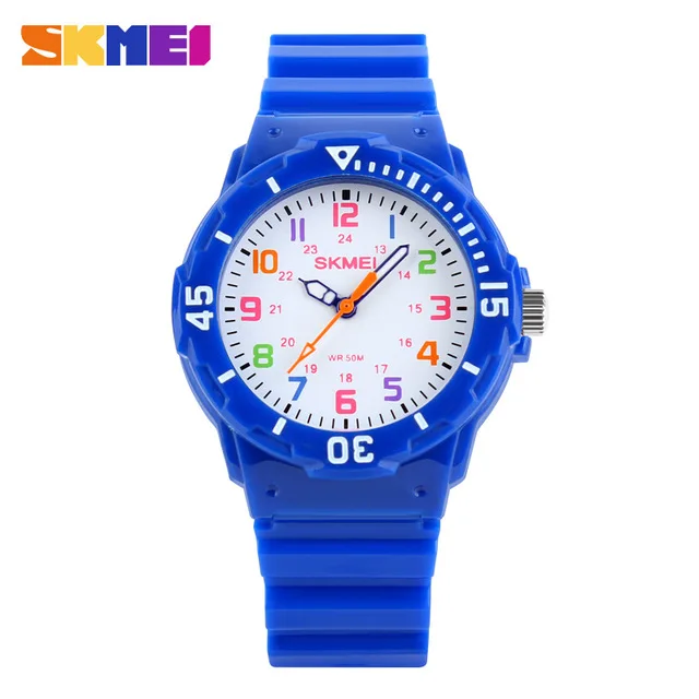 Детские часы 50 м водонепроницаемые кварцевые наручные часы желе детские часы для мальчиков и девочек студенческие часы Relojes SKMEI - Цвет: Deep Blue