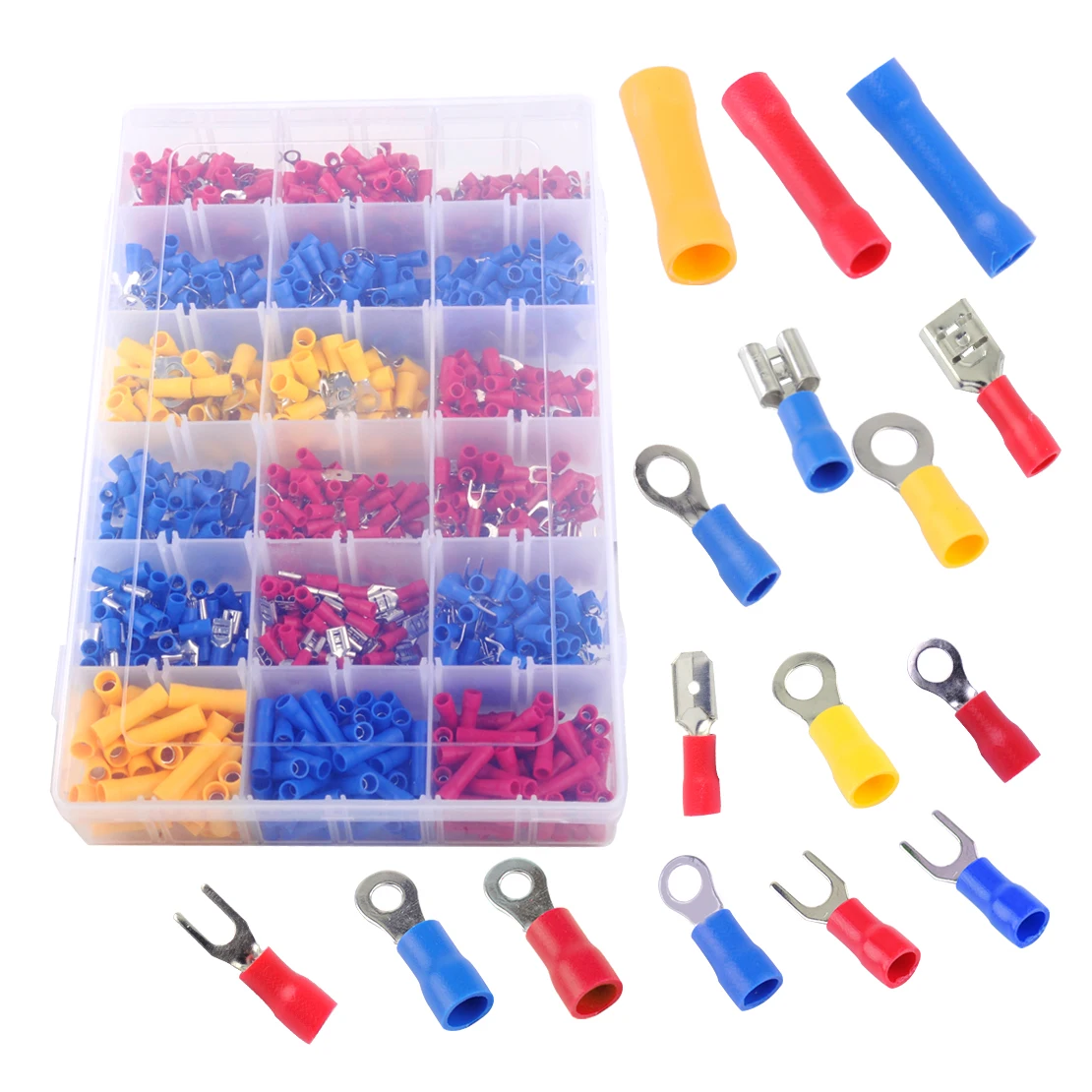 beler 1200pcs Assorted Electrical Wiring Connectors Insulated Crimp