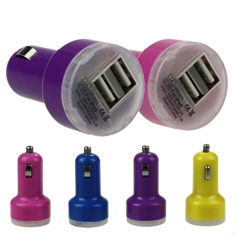 2017 New 5V 2.1A 1A 1 PC DC 12-24V Bullet Adaptor Dual USB 2-Port Car Charger For iPhone 5/5s/6/6s/7/7 Plus iPod Touch | Мобильные