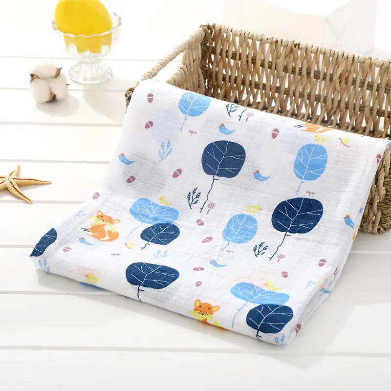 Хлопковое муслиновое Пеленальное Одеяло, детское одеяло для новорожденных, детское одеяло s для пеленания, муслиновое одеяло, квадратное детское банное одеяло 120 - Цвет: 5 huliyuanshu