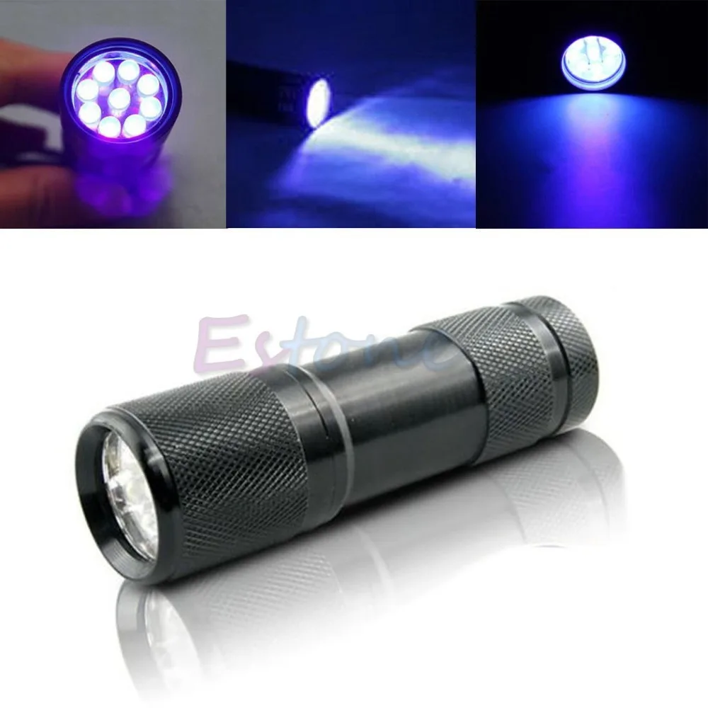 New Mini Detection 9 LED UV Ultra Violet Blacklight Flashlight Torch Light Lamp New Mini Detection 9 LED UV Ultra Violet Blacklight Flashlight Torch Light Lamp