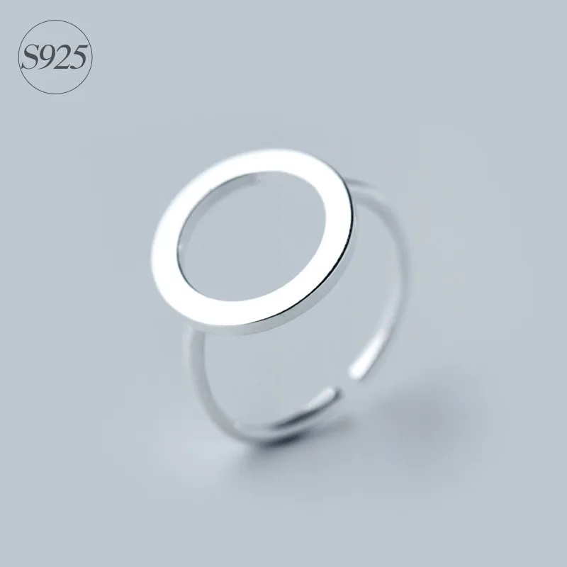 Настоящее 925 пробы Серебряное открытое круглое кольцо на палец регулируемый размер геометрический Стерлинговое Серебро-ювелирные изделия GTLJ655