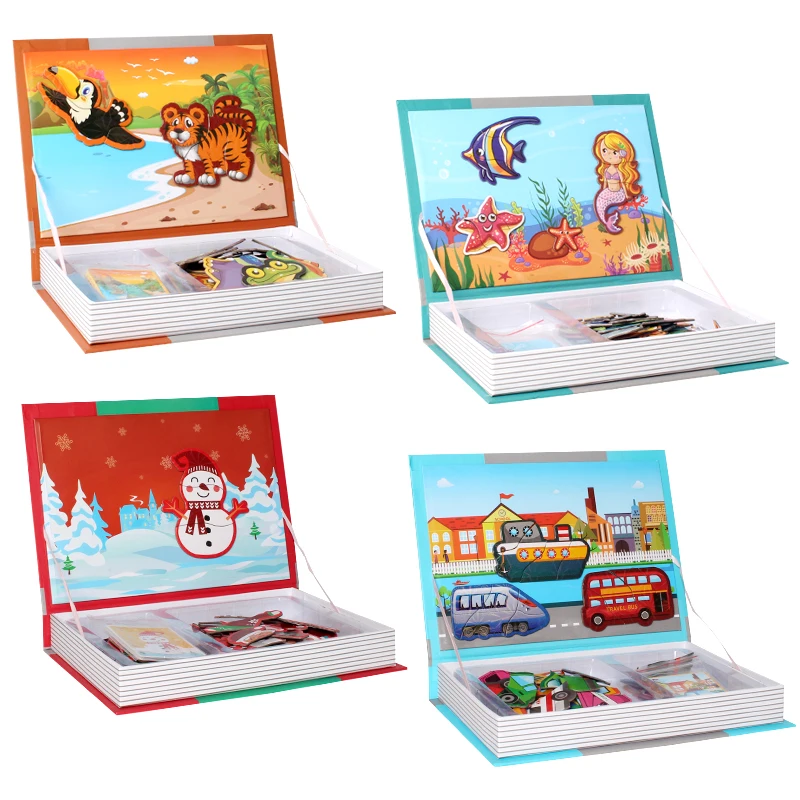 

7 Types 3D Puzzles Jigsaw Children's Intelligent Magnetic Book Brain Training Game Educational Toys for Kids Xmas Gift