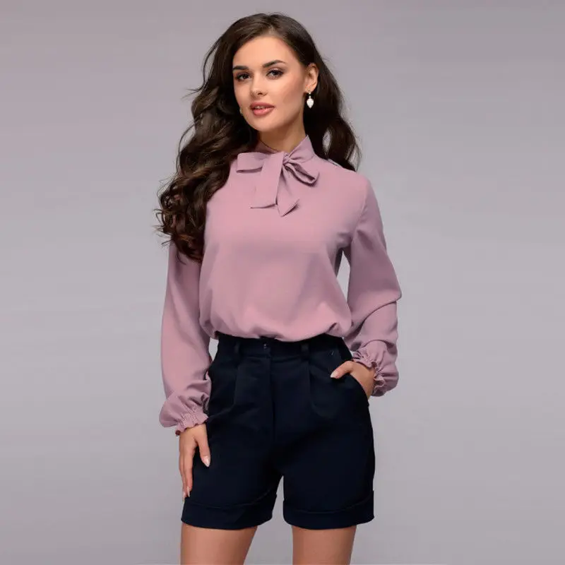 

2019 Sexy Stand Lead Form Long Suit-dress Shirt blouse plus size camisa feminina chemise haut femme camisas mujer women shirts