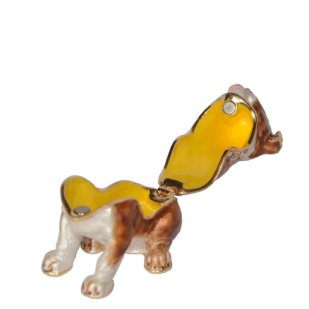 Эмалированный оловянный орнамент Кристалл Bejeweled бульдог безделушка коробка милый подарок для любимого собаки статуэтка животного скульптура миниатюрная