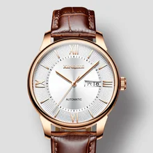 Роскошные механические часы с турбийоном, мужские деловые Автоматические классические механические наручные часы из розового золота и кожи, Reloj Hombre