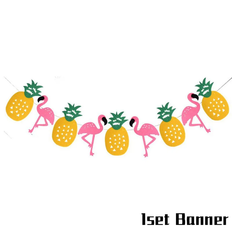 Гавайи участник Luau декоративный, с рисунком Фламинго ананас «Aloha» баннер для свадьбы и дня рождения летняя Гавайская тропическая вечерние Декор - Цвет: 1set banner 3