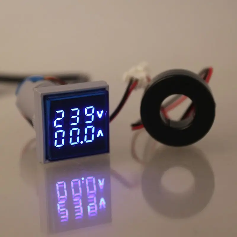 Квадратный светодиодный вольтметр и амперметр с двойным цифровым дисплеем, измеритель напряжения, измеритель тока, переменный ток 60-500 В, 0-100A