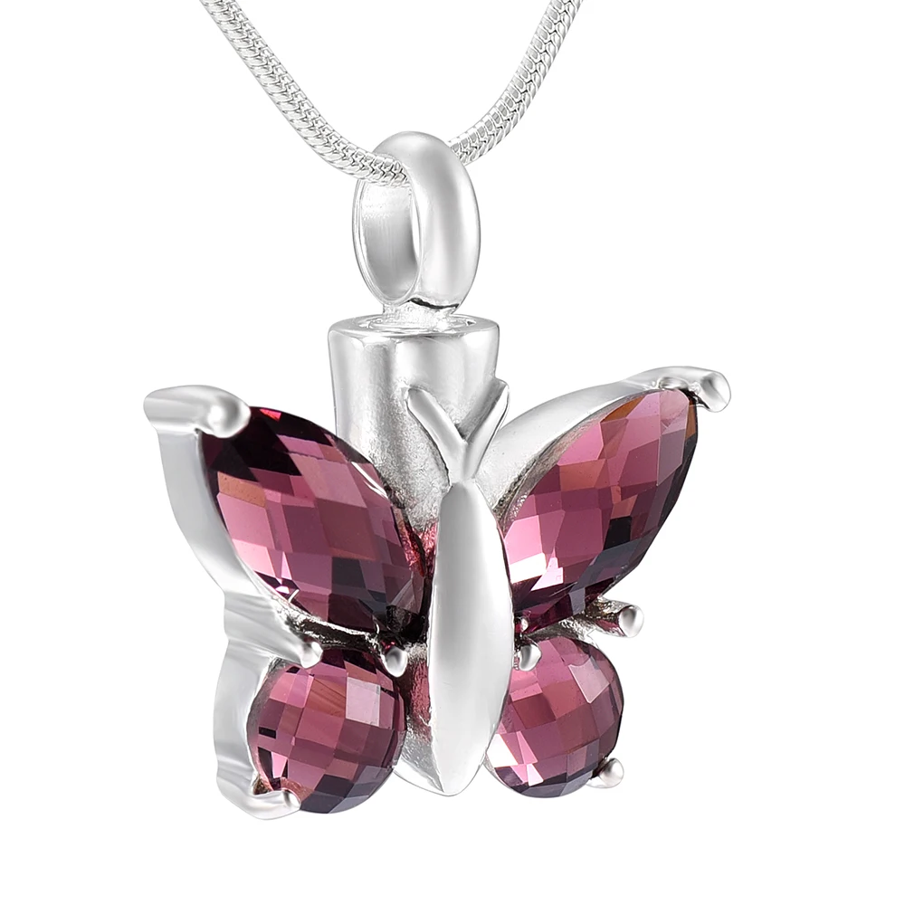 Multi colored Crystal Butterfly Rhinestone Stainless Steel Cremation