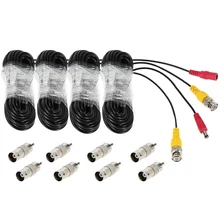MOOL 2 Packs 4pcs/kit 10M 32ft CCTV Camera DVR Video DC Power Security BNC Cable Wire Black