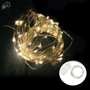 

Lyfs 5m/10M 100LED 2 button Battery Powered Copper Wire String Lights Indoor Outdoor for wedding new year party decor