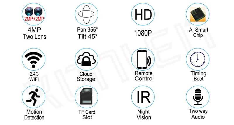 Ip-камера с двумя объективами, PTZ, wifi, автоматическое отслеживание, зум, CCTV, 1080 P, 2MP, домашняя, умный дом, безопасность, облако, широкий угол, видео, собака, Детская ИК-камера