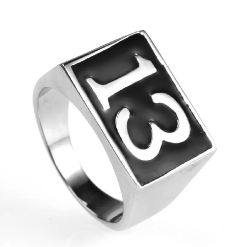 

Men's Lucky 13 Silver Ring 316L Stainless Steel Biker Ring Fashion Men's Jewelry