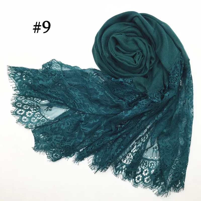 1PCS Hot sale fashion cotton and viscose lace scarves muslim head Scarf shaws soild elegant lady simple flowers high quality