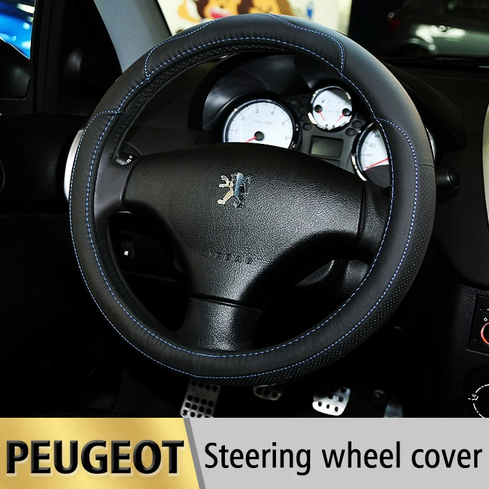Leather Car Steering Wheel Cover Case For Peugeot 308 307 206 207 407 508 2008 3008 208 406 4008 301 807 Accessories 38CM/15'' Leather Car Steering Wheel Cover Case For Peugeot 308 307 206 207 407 508 2008 3008 208 406 4008 301 807 Accessories 38CM/15''